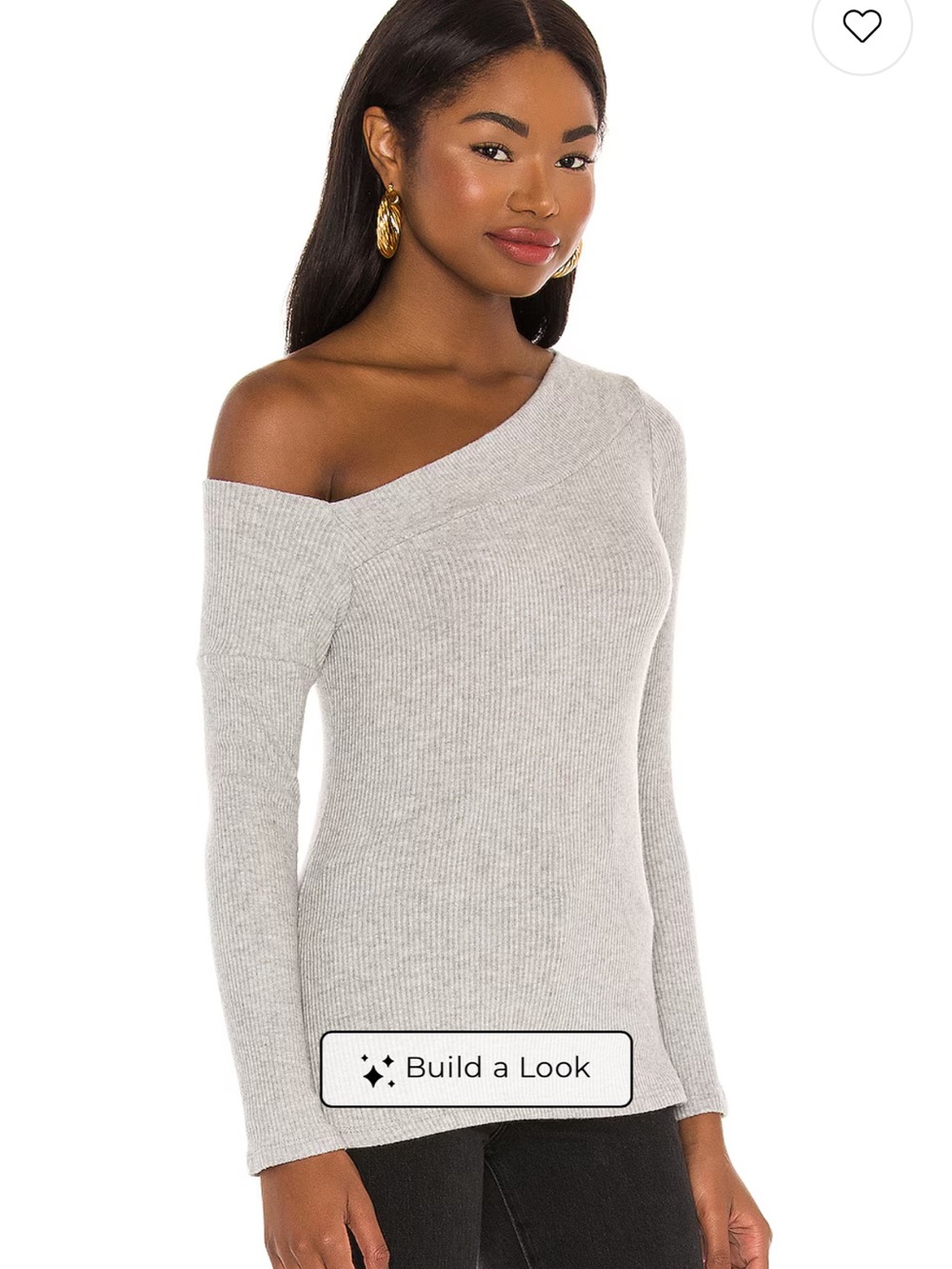 Michael Lauren Ribbed One-Shoulder Sweater - Heather Gray